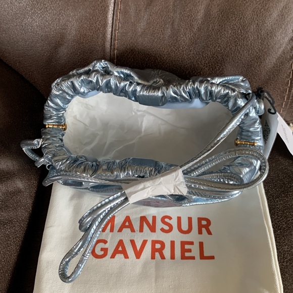 Mansur Gavriel Mini Cloud Crinkled Metallic Clutch - Picture 10 of 13